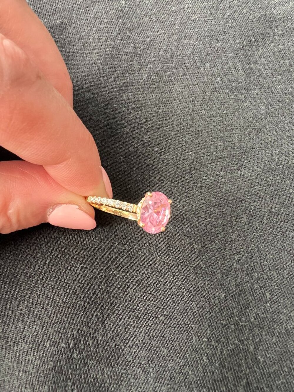 Sterling Silver Solitaire women's ring with 2 carat pink CZ size 7.5